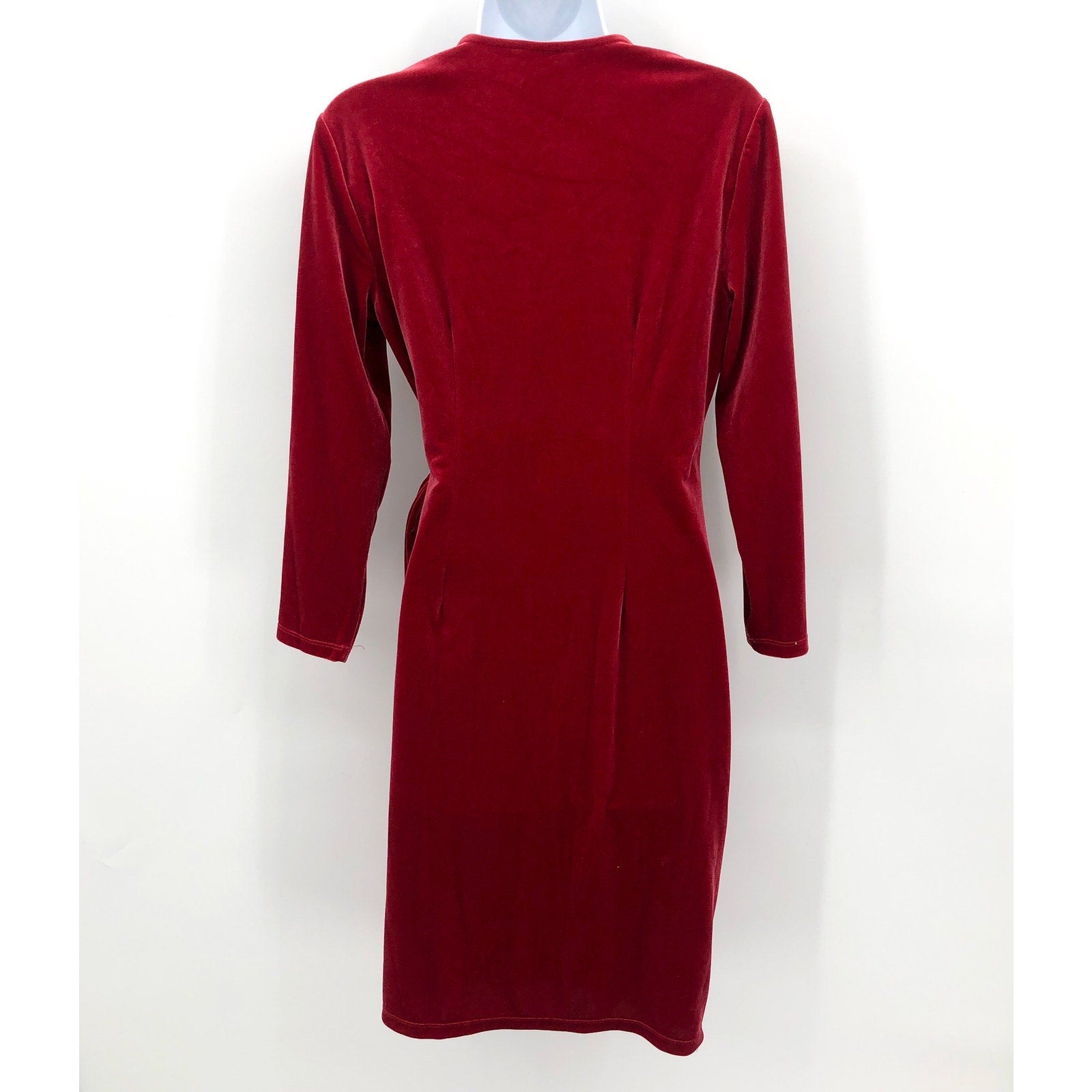 ANNE KLEIN Women's Velvet Wrap Dress Small Titan Red Long Sleeve NWT