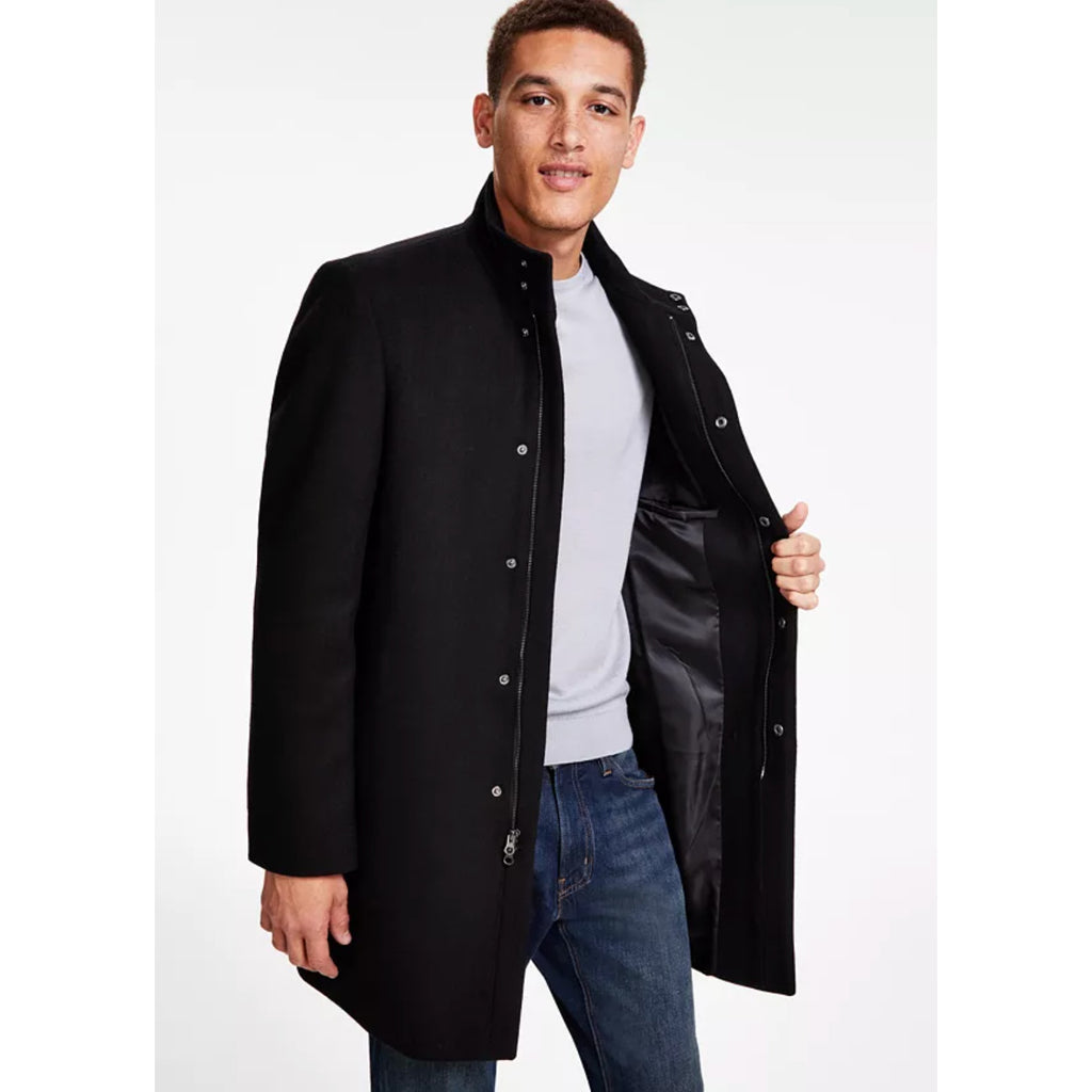 CALVIN KLEIN Men's Mayden Slim-Fit Overcoat 44R Black Wool Blend $495 NWOT