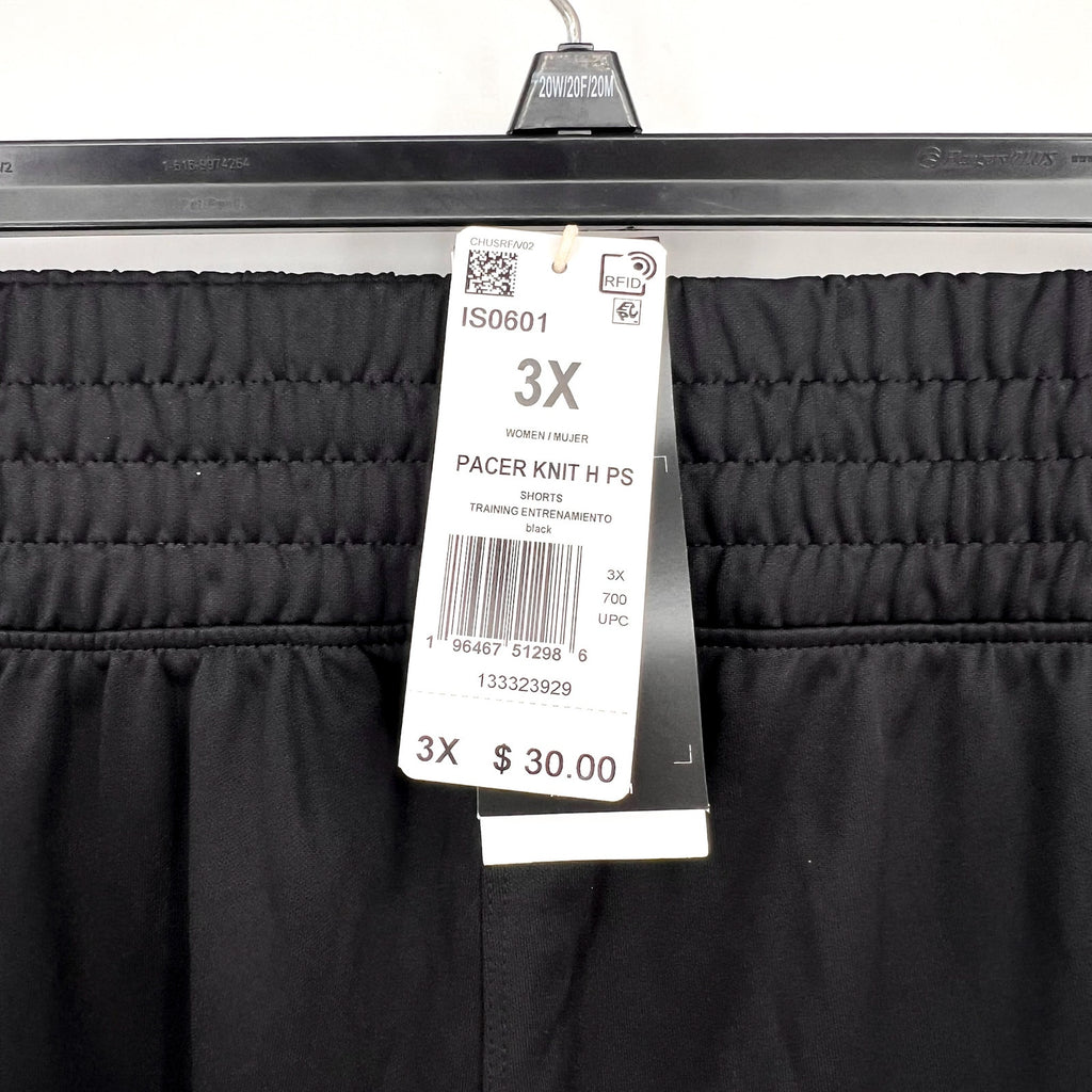 ADIDAS Women's Pacer Essentials Knit Athletic Shorts 3X Black High-Rise NWT