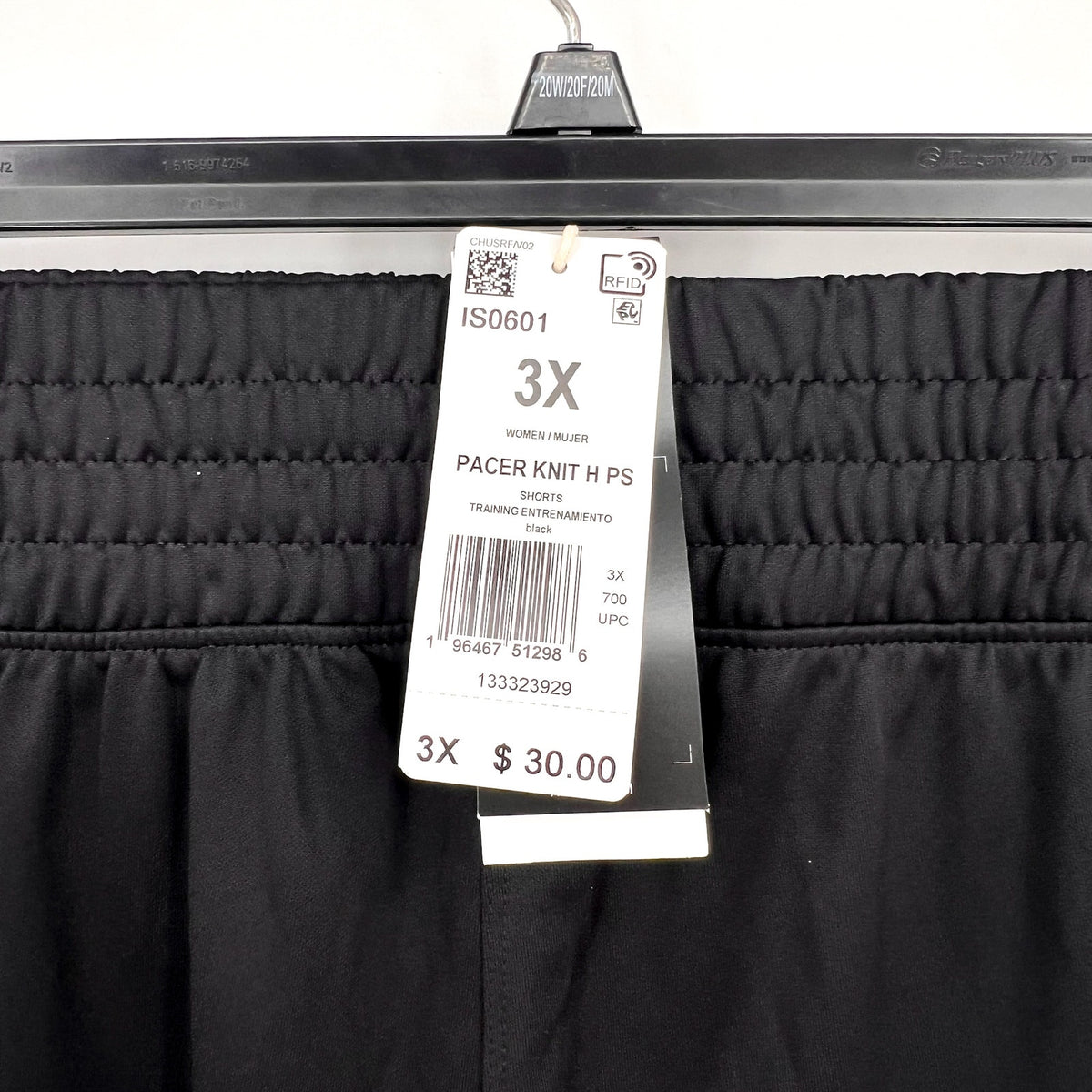 ADIDAS Women's Pacer Essentials Knit Athletic Shorts 3X Black High-Rise NWT