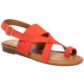 Franco Sarto Womens Gia Flat Sandals Size 7.5 M Orange Red Coral Suede NWOB