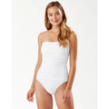 TOMMY BAHAMA Women's Pearl Bandeau One Piece Swimsuit Size 14 White Shirred NWT