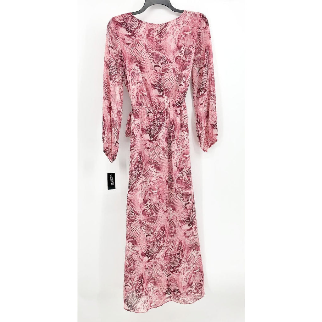 INC International Concepts Maxi Dress Size 10 Pink Chiffon Snake Print NWT