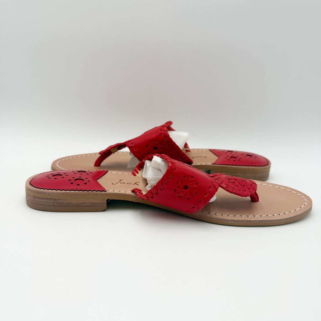 Jack Rogers Womens Jacks Flat Sandals Size 10 M Red Leather NWOB