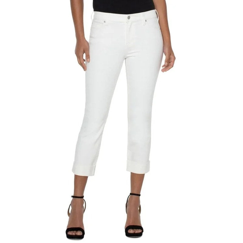 LIVERPOOL Charlie Crop Skinny Jeans Size 25 US 0 Bone White Cuff High Rise NWT