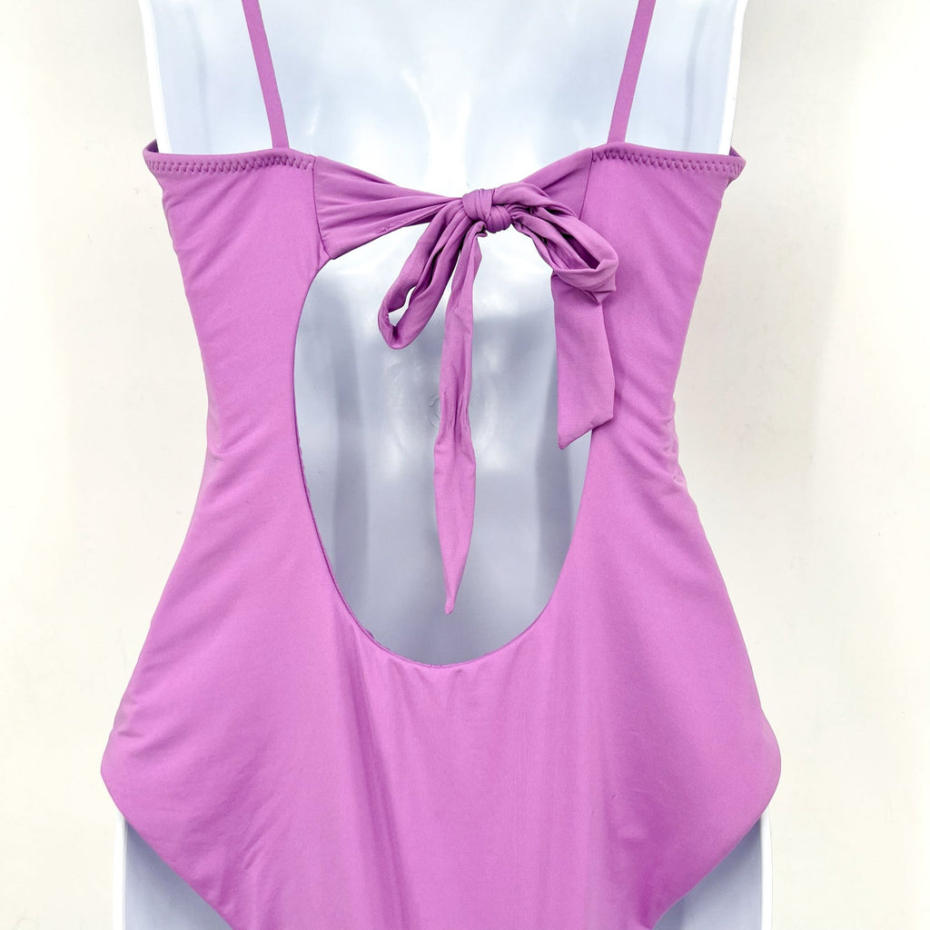 BECCA Women's Color Code V-Wire One Piece Swimsuit Large Malva Purple NWT