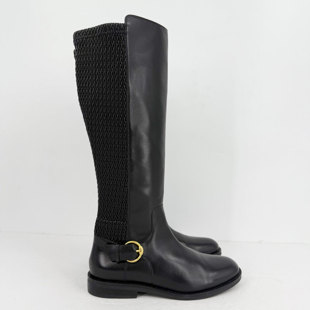 Cole Haan Womens Clover Knee High Boots US 11 M EU 42 Black Leather NIB