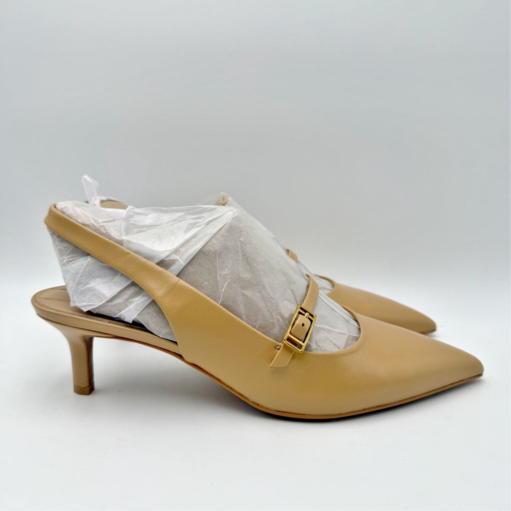 Franco Sarto Womens Khloe Slingback Pumps Size 8 Nude Beige Patent Leather NWOB