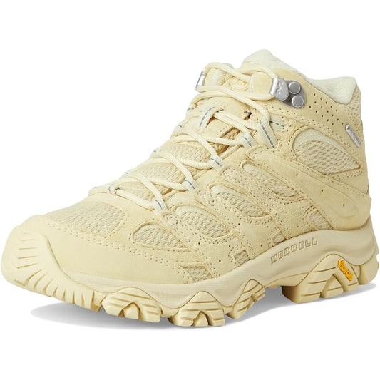 Merrell Womens Moab 3 Mid Hiking Boots US 7.5 M EU 38 Tan Yellow Waterproof NWOB