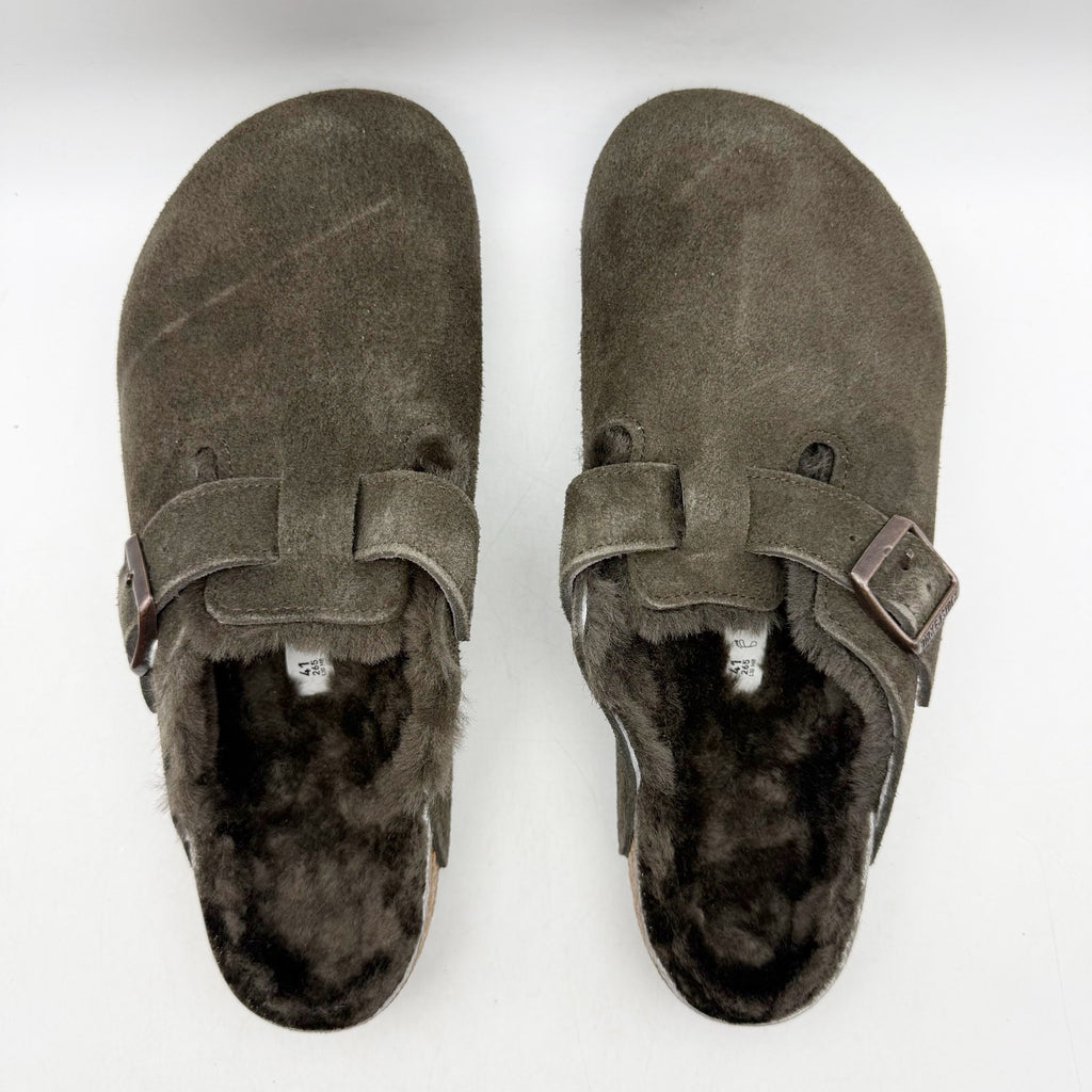 Birkenstock Boston Shearling Clogs EU 41 Womens 10 Mens 8 Mocha Brown Suede NWT