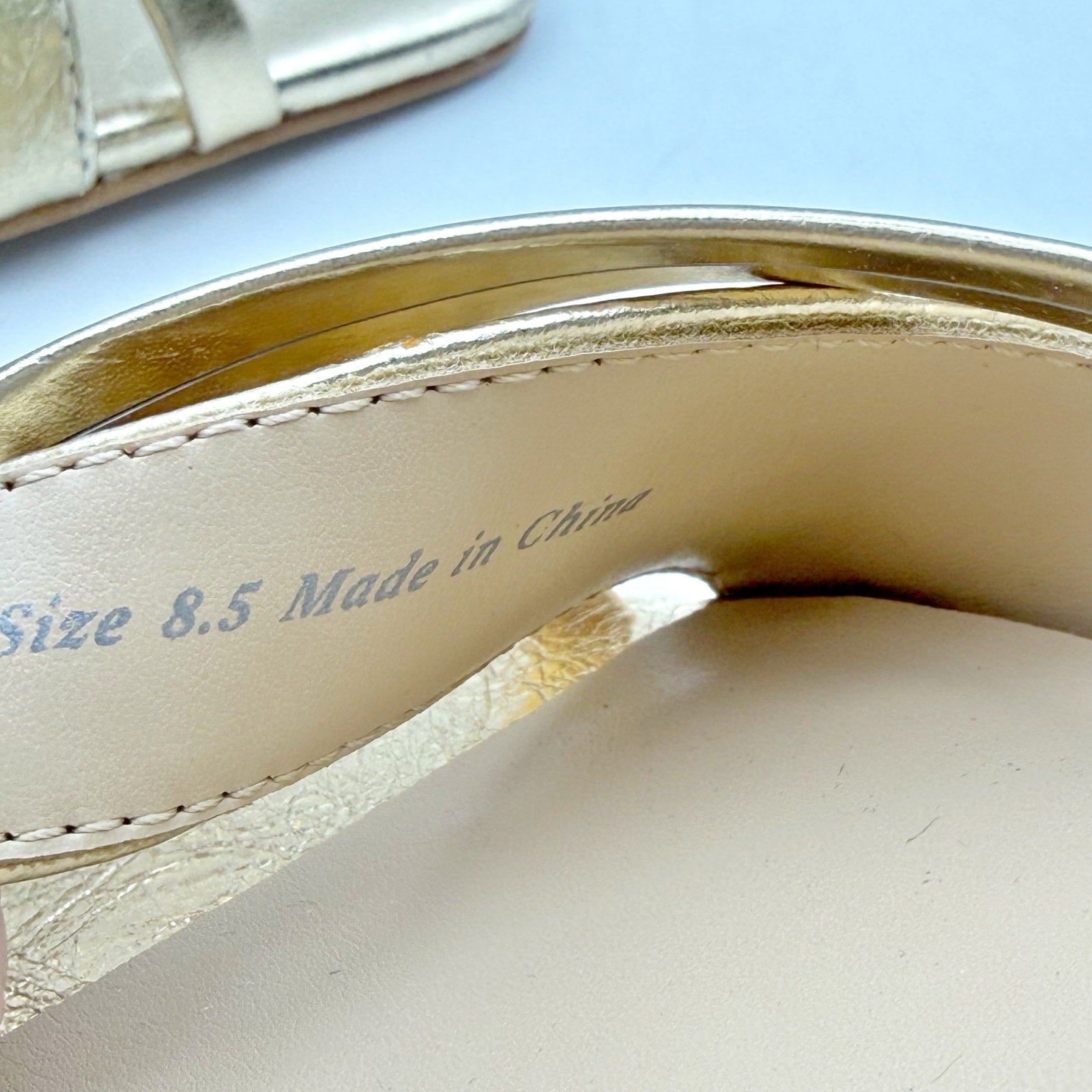 Dolce Vita Womens Blakly Heel Sandal US 8.5 Gold Distressed Leather NIB