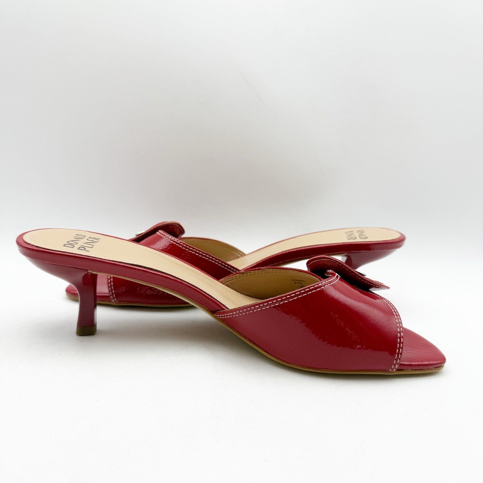 Donald Pliner Womens Cherry Heeled Sandal US 8.5 M Red Patent Leather NWOB