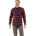 FJALLRAVEN Men's Skog Flannel Shirt Medium Slim Fit Navy Blue Red Plaid NWT