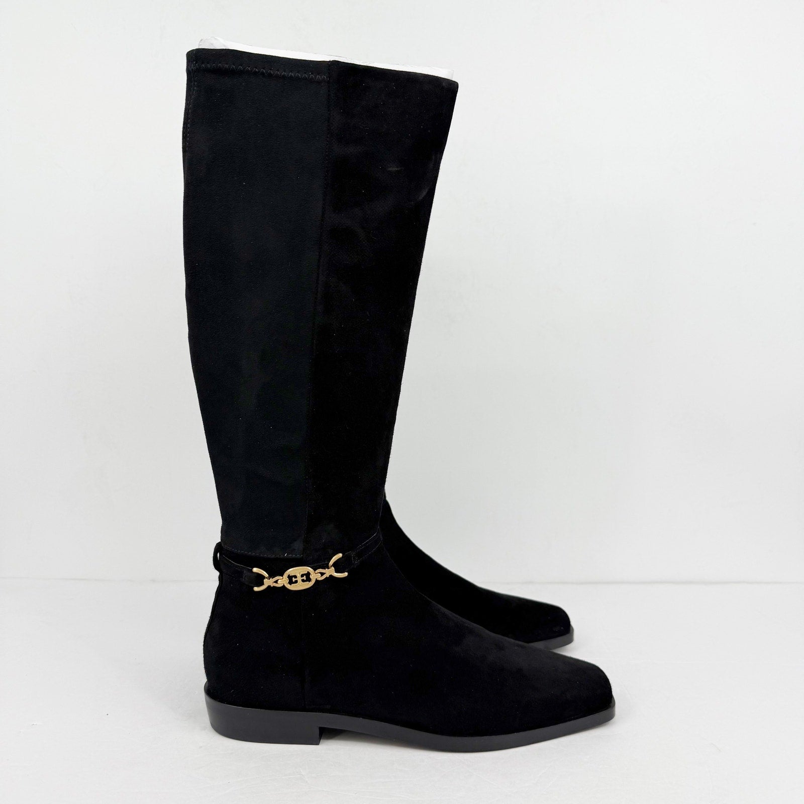 Sam Edelman Womens Clive Knee High Boots US 10 Black Suede Horsebit Detail NIB