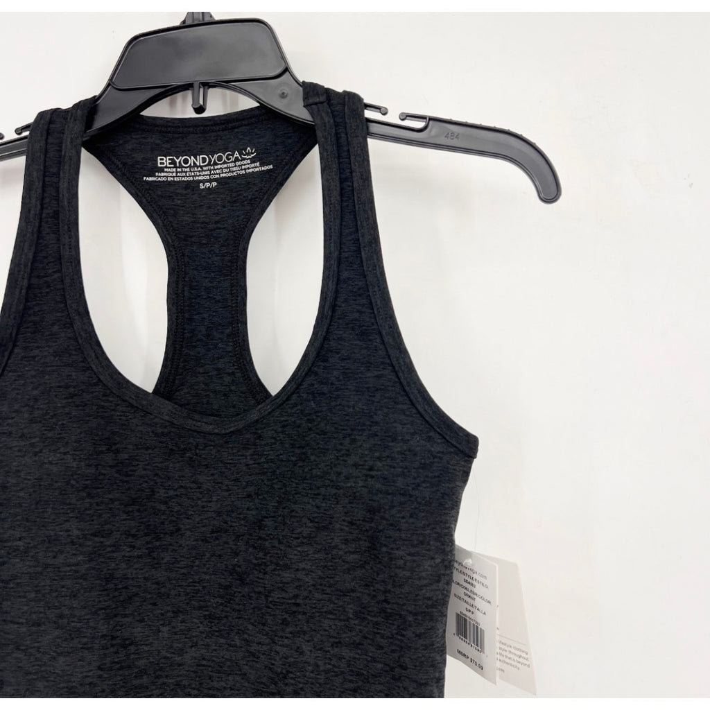 BEYOND YOGA Step Up Racerback Tank Top Small Gray Darkest Night Spacedye NWT