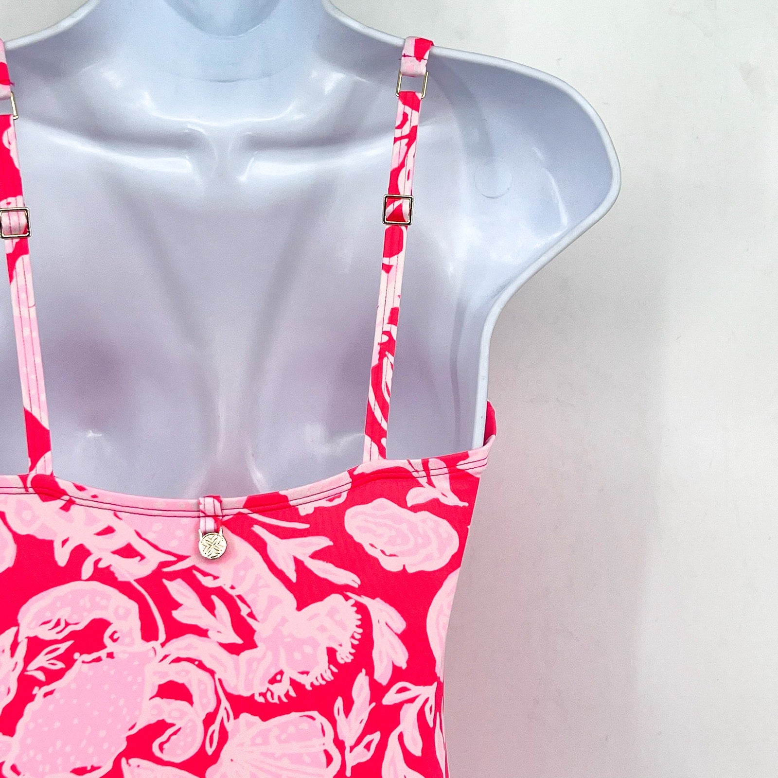 LILLY PULITZER Womens Solaria One Piece Swimsuit Size 4 Pink Cane Coral Crab NWT