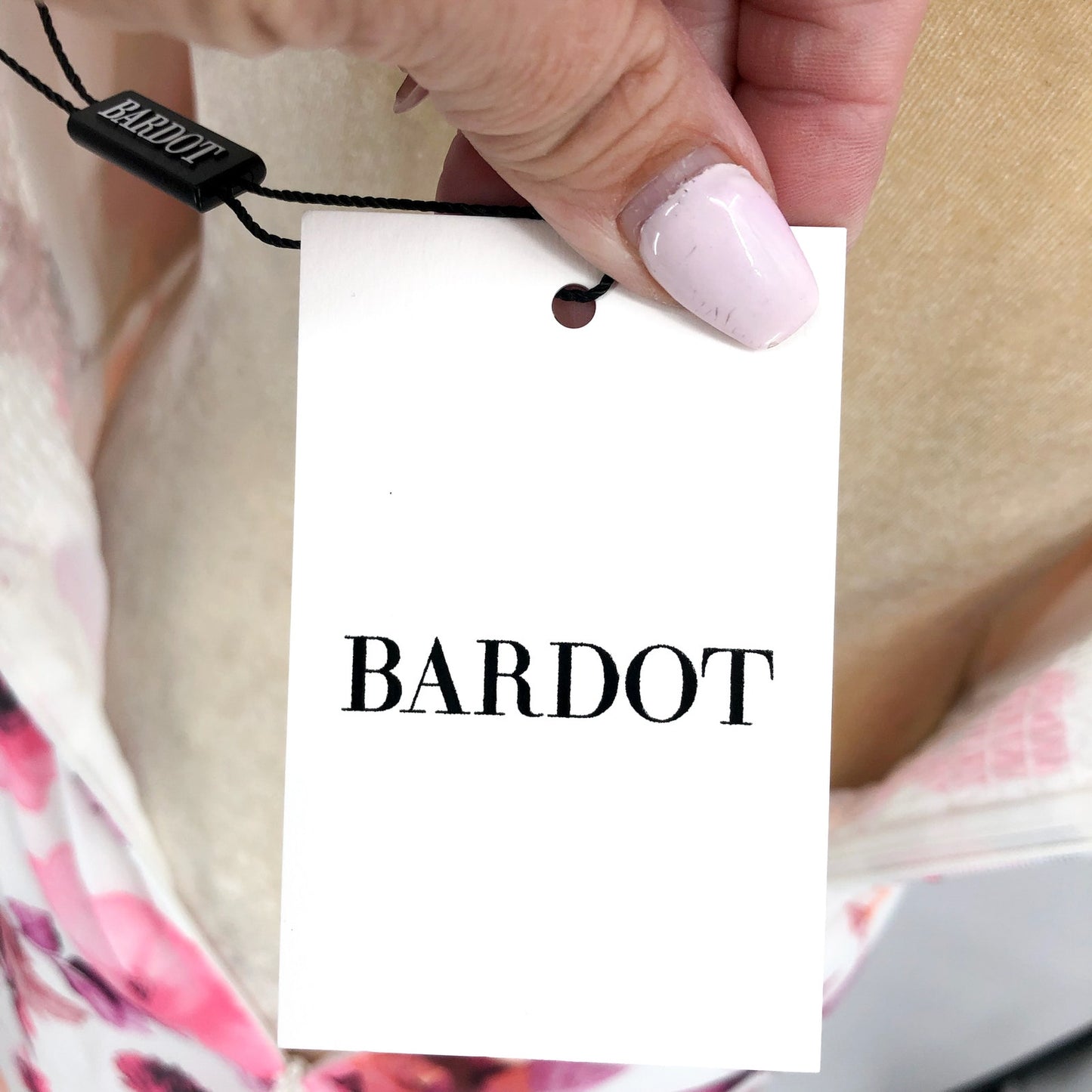 BARDOT Women's Zeta Midi Dress XS US 2 White Pink Floral Chiffon NWT