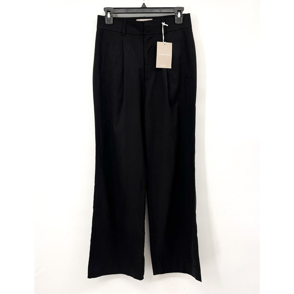 Everlane Womens The Way-High Drape Pants Sz 4 30" Inseam Pleated Black NWT