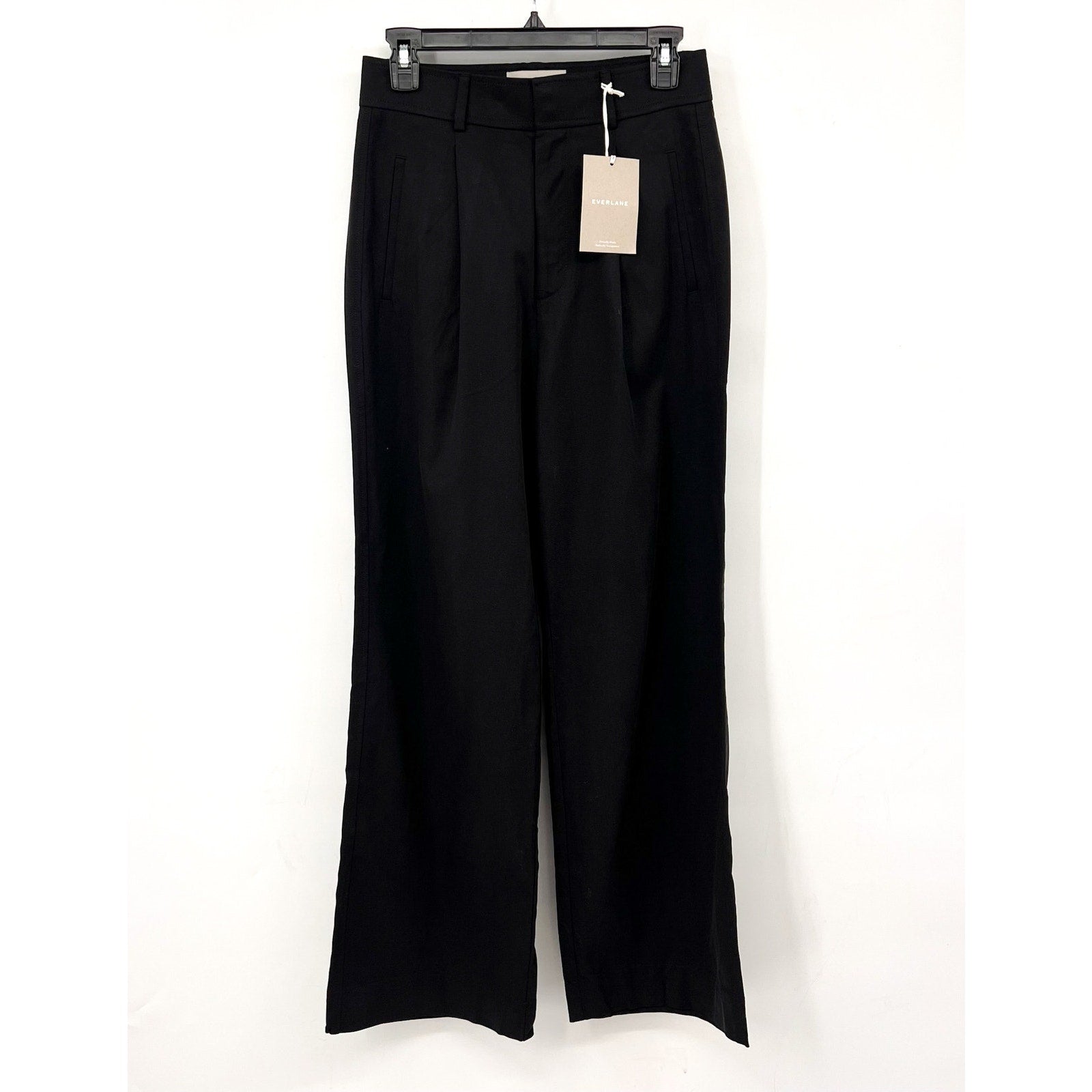Everlane Womens The Way-High Drape Pants Sz 4 30" Inseam Pleated Black NWT