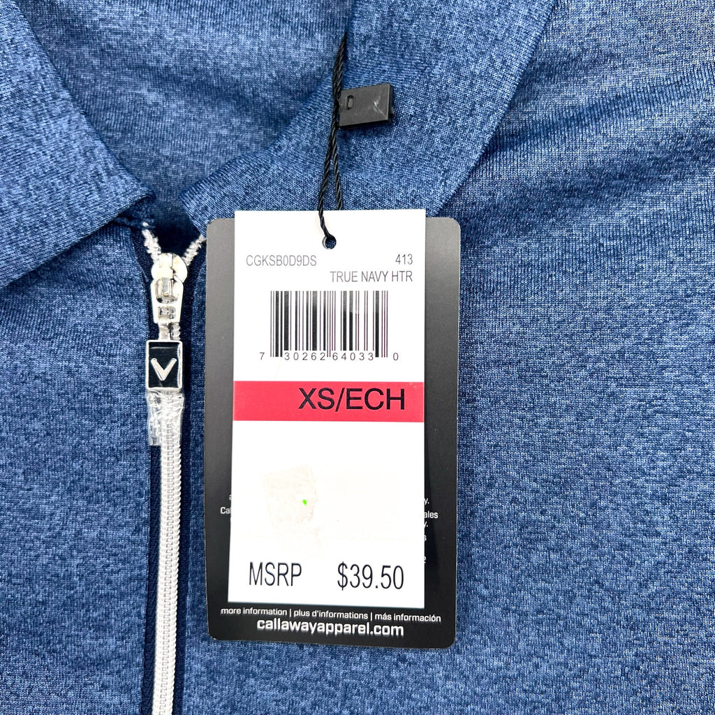 CALLAWAY Womens 1/4 Zip Short Sleeve Golf Polo Shirt XS Blue Heather NWT