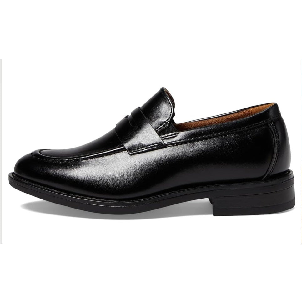 Florsheim Kids Boys Rucci Moc Toe Penny Loafers US 1.5 M Black Leather NIB