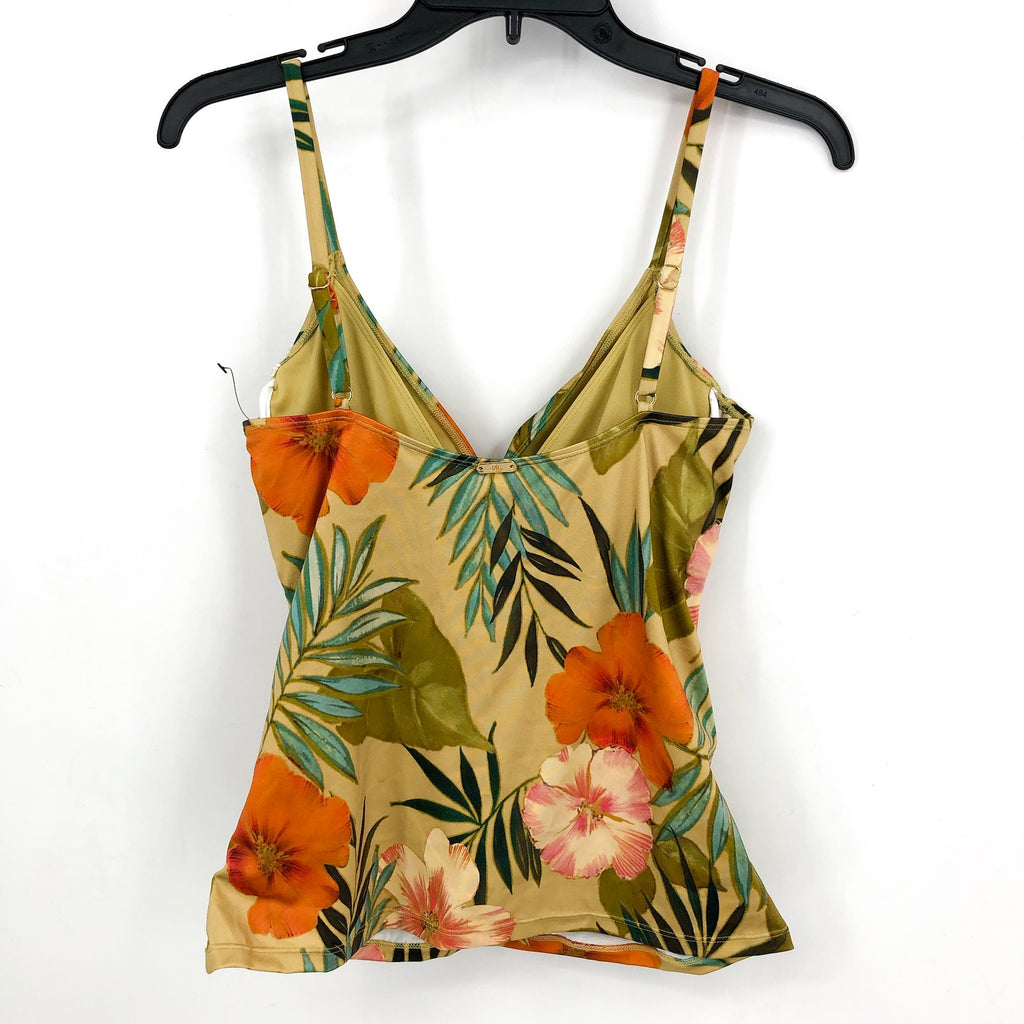 LAUREN RALPH LAUREN Tankini Top & Bottom Set Size 10 Gold Tropical-Print NWOT