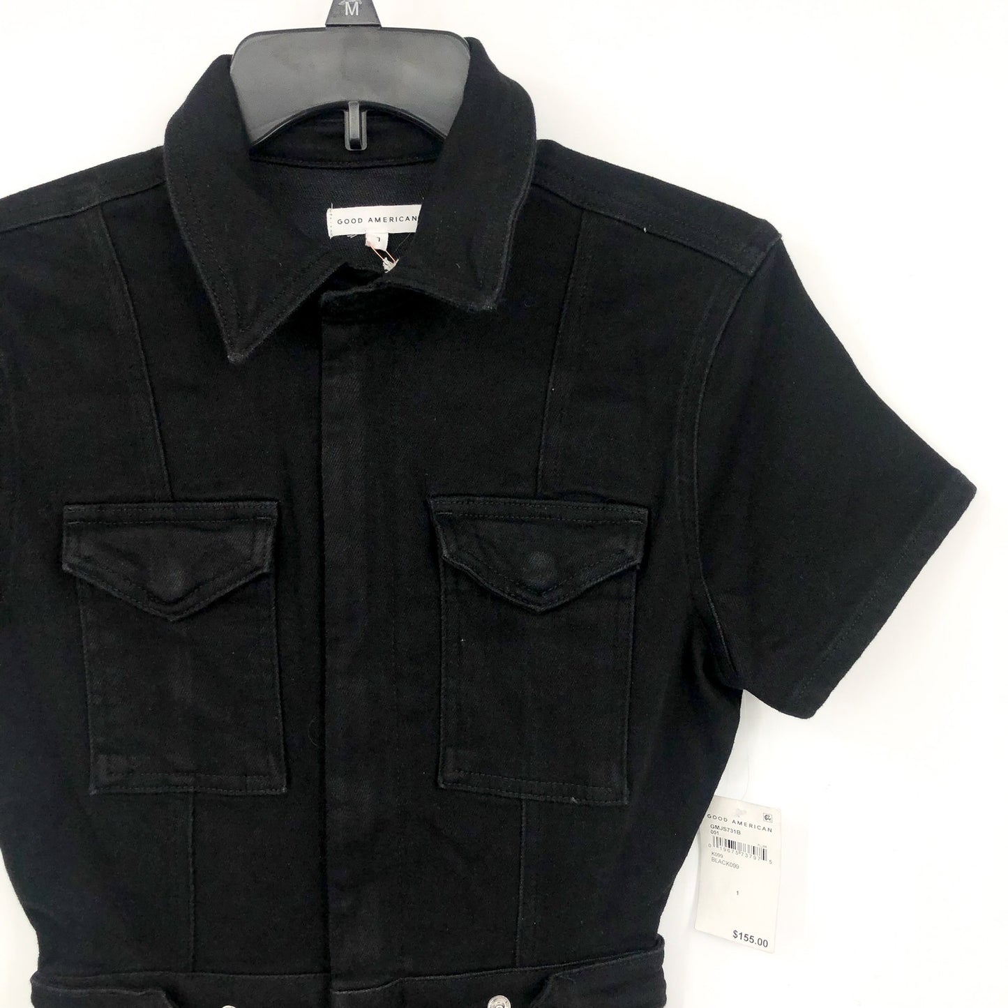 GOOD AMERICAN Women's Fit For Success Jumpsuit 1 Small Black Short Sleeve  NWT