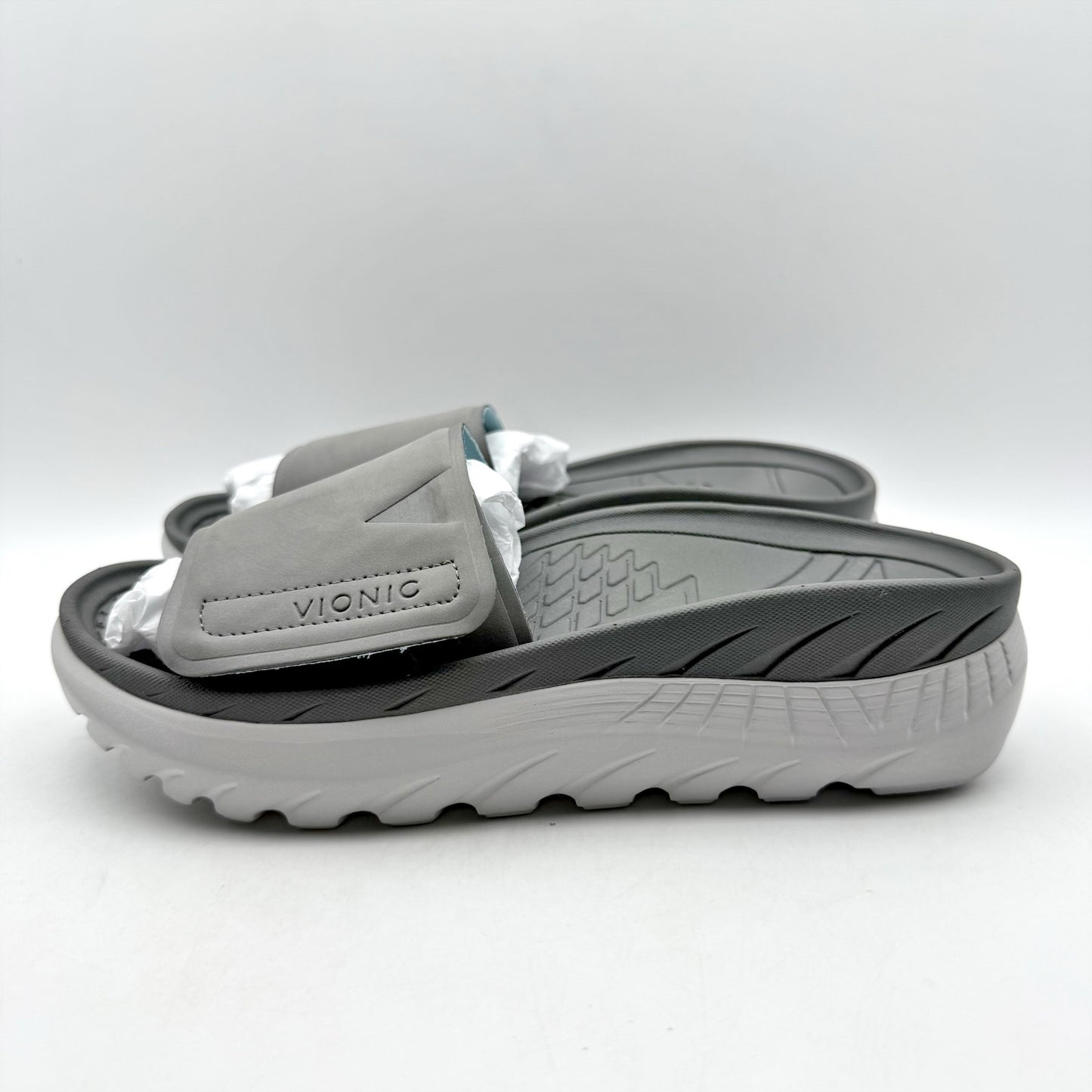VIONIC Womens Rejuvenate Slide Sandals US 7 M EU 37 Grey Platform Slip On NIB