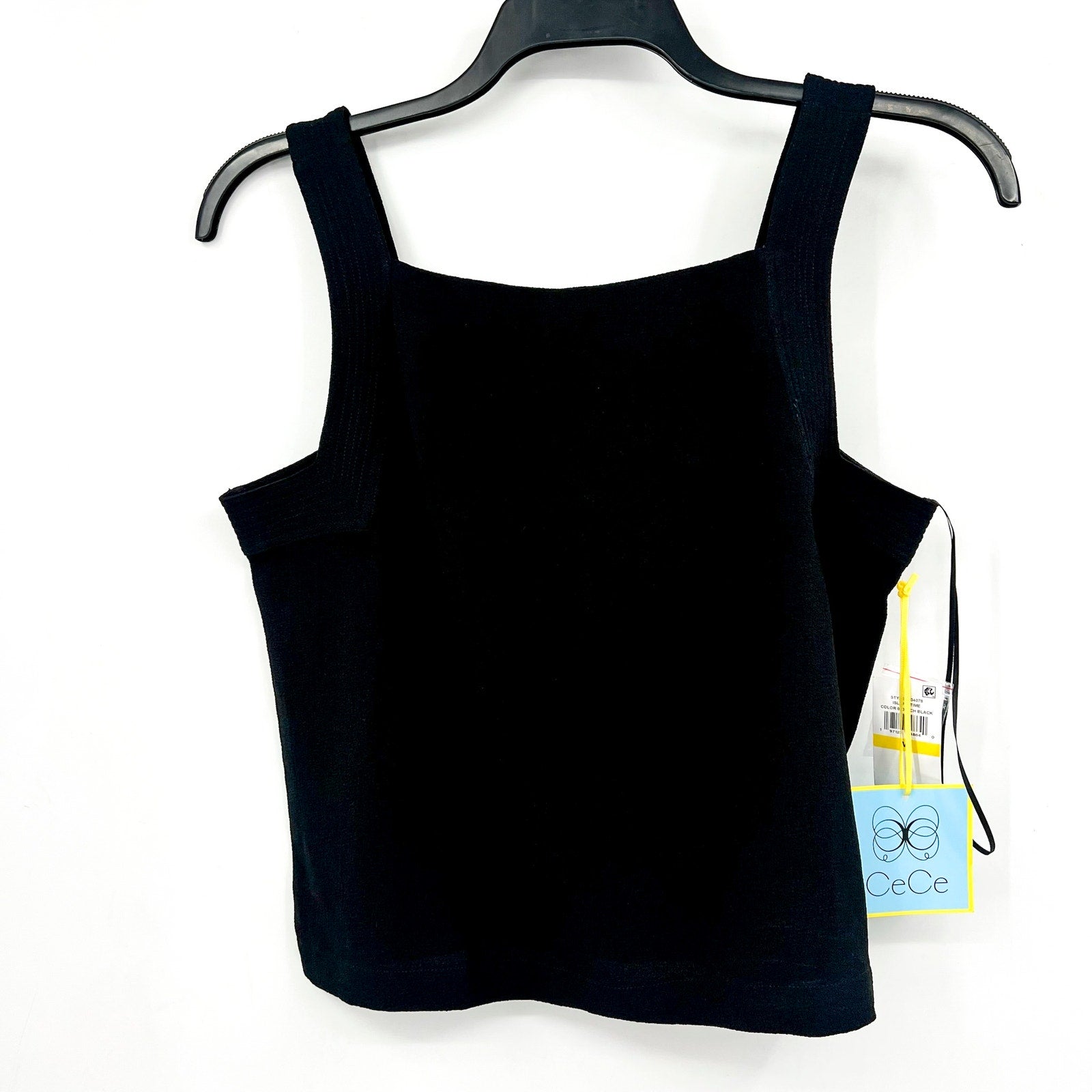 CECE Women's Square-Neck Tank Top Medium Rich Black Sleeveless NWT