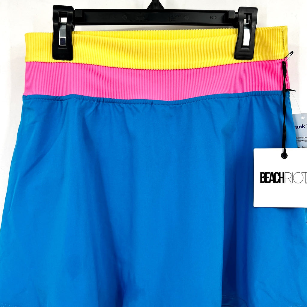 BEACH RIOT Women's Coast Skort Medium Coral Reef Blue Yellow Skirt NWT