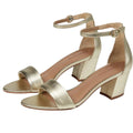 Bernardo Womens Bowie Heeled Sandal US 7.5 M Gold Champagne Leather NWOB