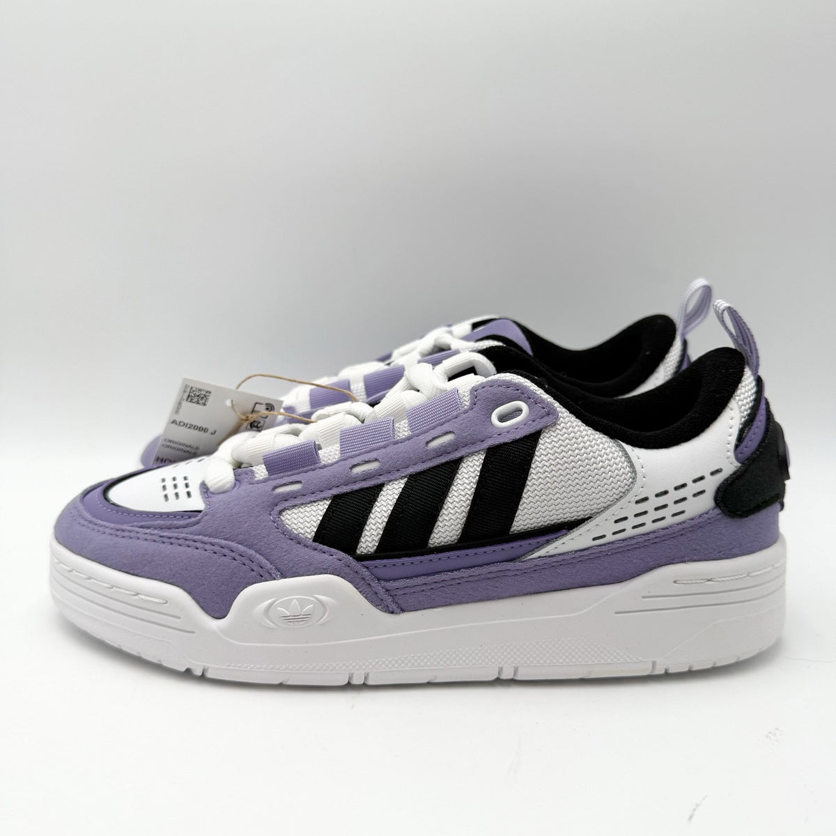 Adidas Originals Big Kids Adi2000 Sneakers Size 5 Purple White Leather NWT