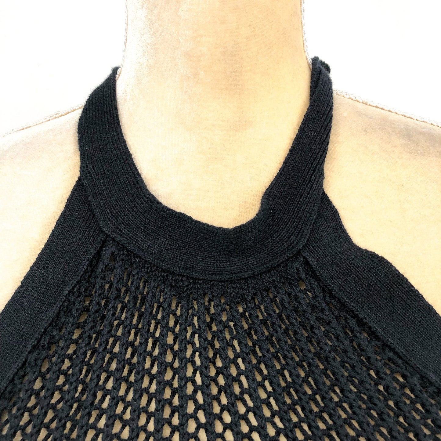 BEACH RIOT Womens Romee Halter Maxi Dress Cover Up Medium Black Open Knit NWT