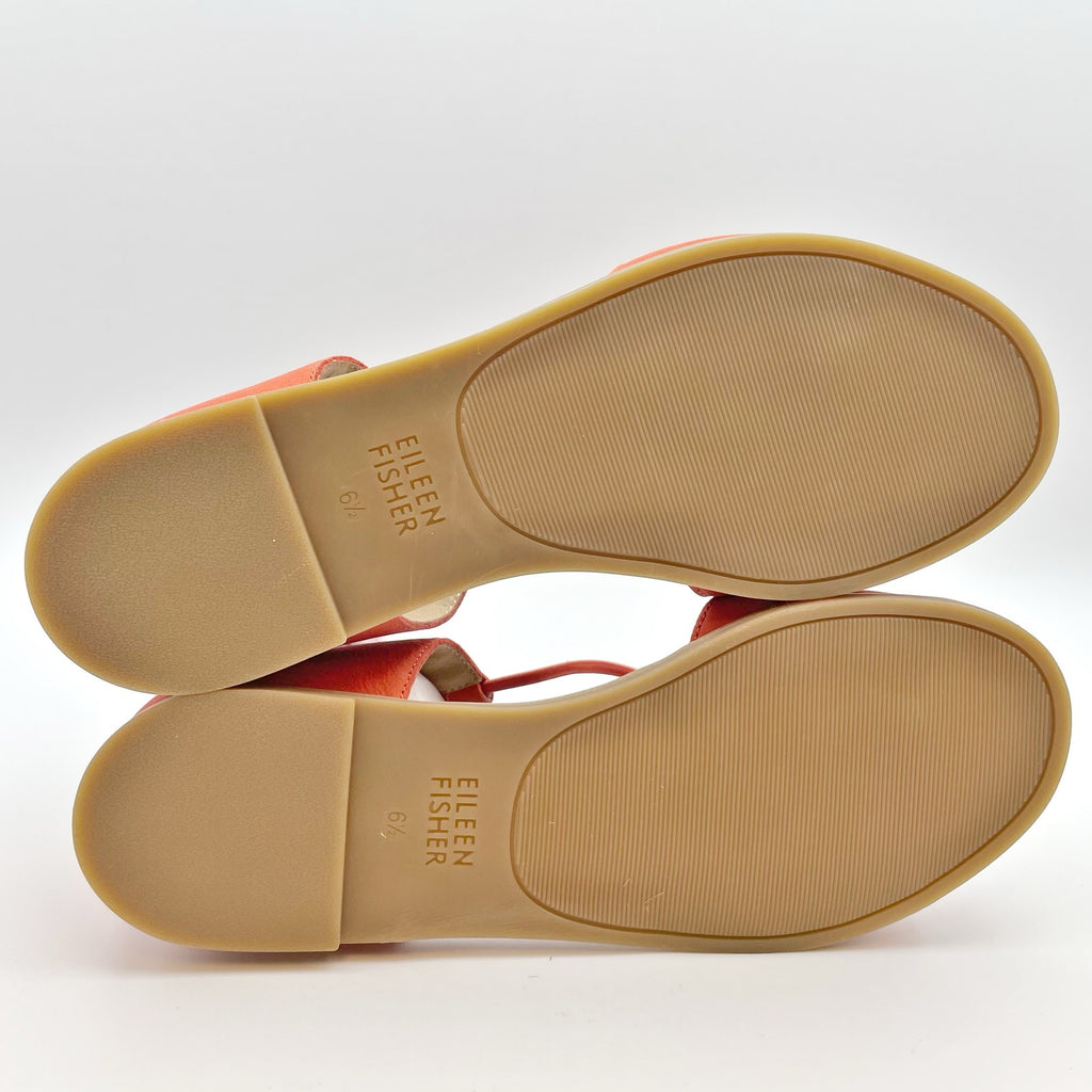 Eileen Fisher Womens Rose Sandals Size 6.5 Orange Leather Flats NIB