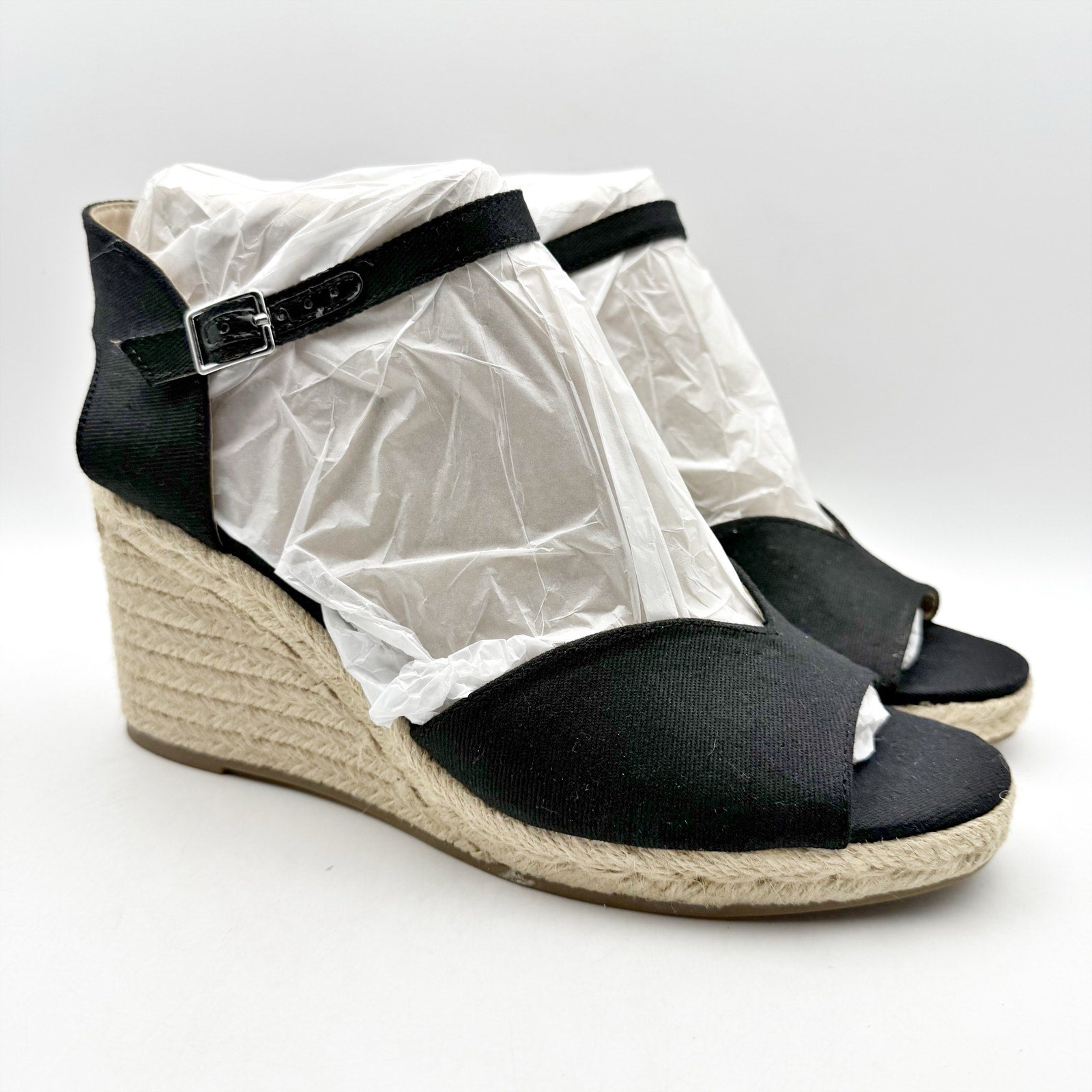 LifeStride Womens Tess Wedge Espadrille Sandals US 11 Wide EU 42 Black NIB