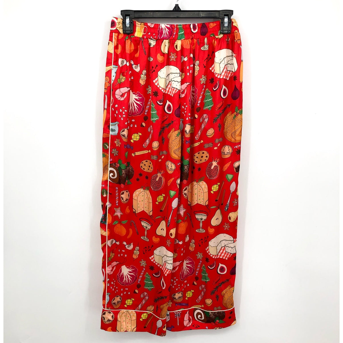 KAREN MABON Women's Holiday Feast Pajama Set XS Red Print Long Sleeve NWT