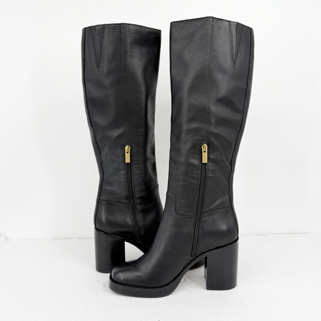 Vince Camuto Womens Gibi Knee High Boots US 8 M Narrow Calf Black Leather NWOB