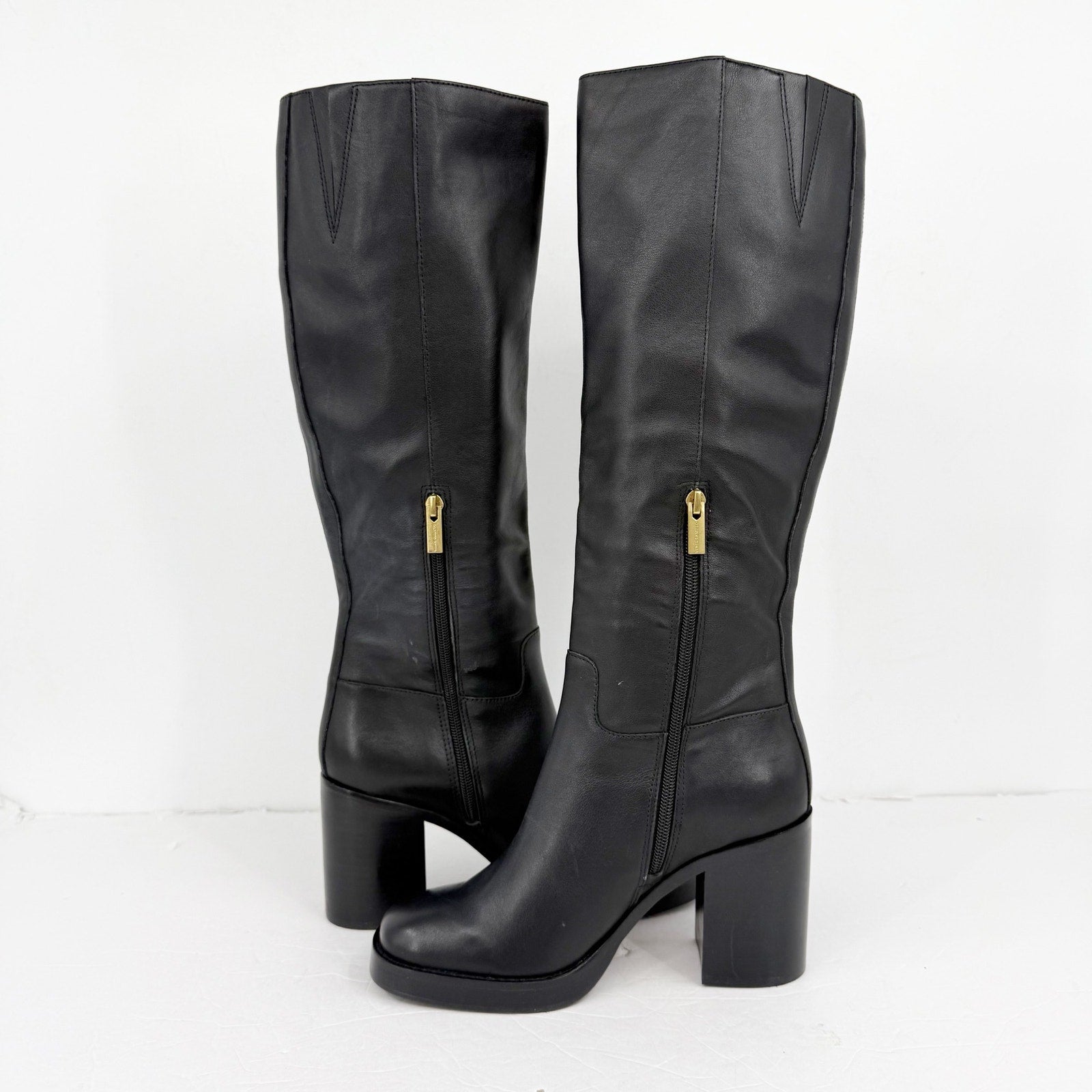 Vince Camuto Womens Gibi Knee High Boots US 8 M Narrow Calf Black Leather NWOB