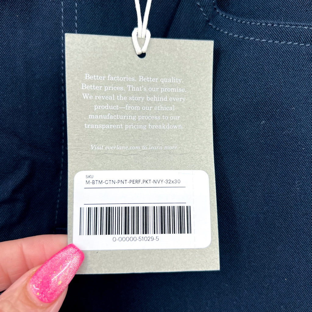 EVERLANE Men's The Performance 5-Pocket Pants 32x30 Navy Blue Stretch Chinos NWT
