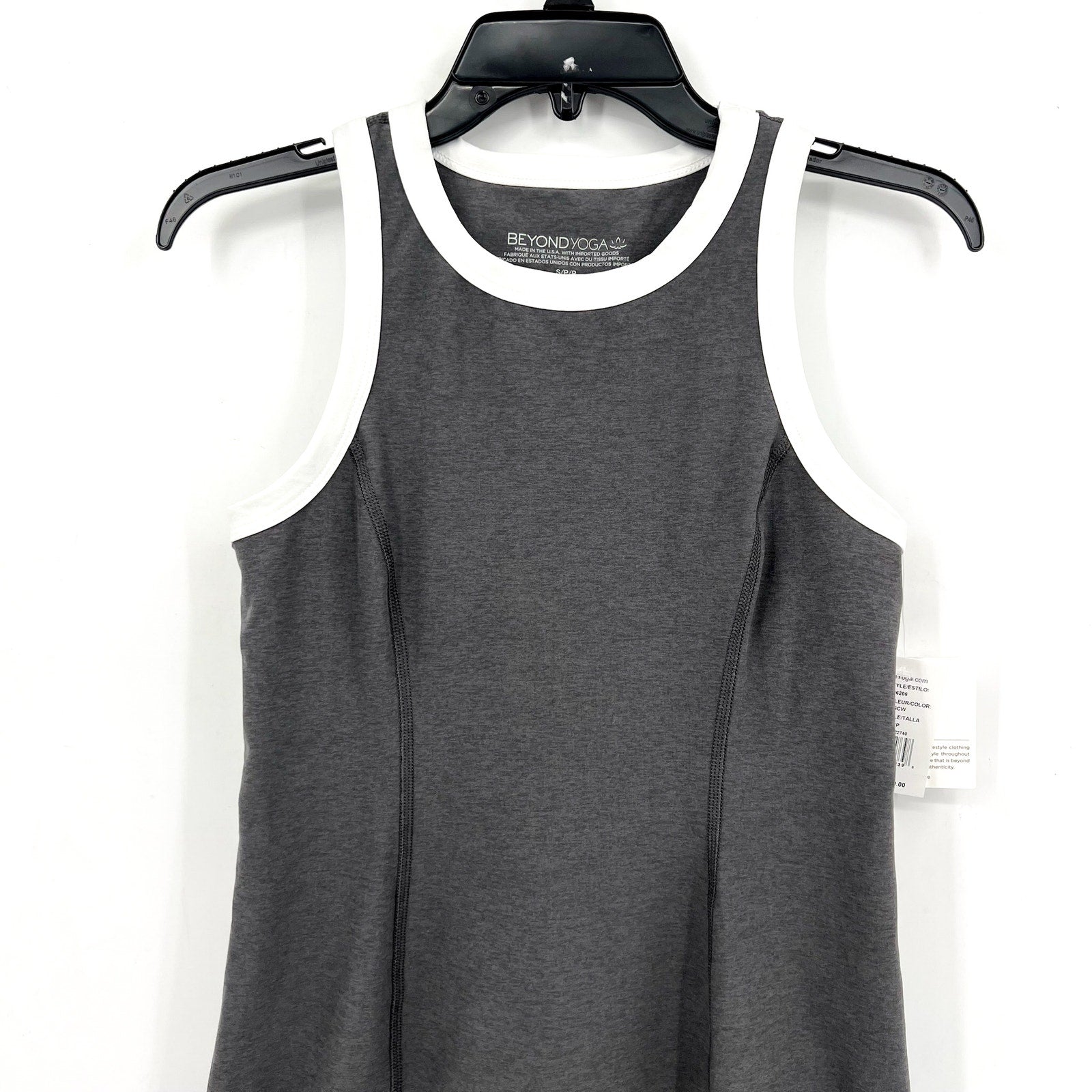 BEYOND YOGA Outlines Dress Small True Gray Heather Cloud White Spacedye NWT