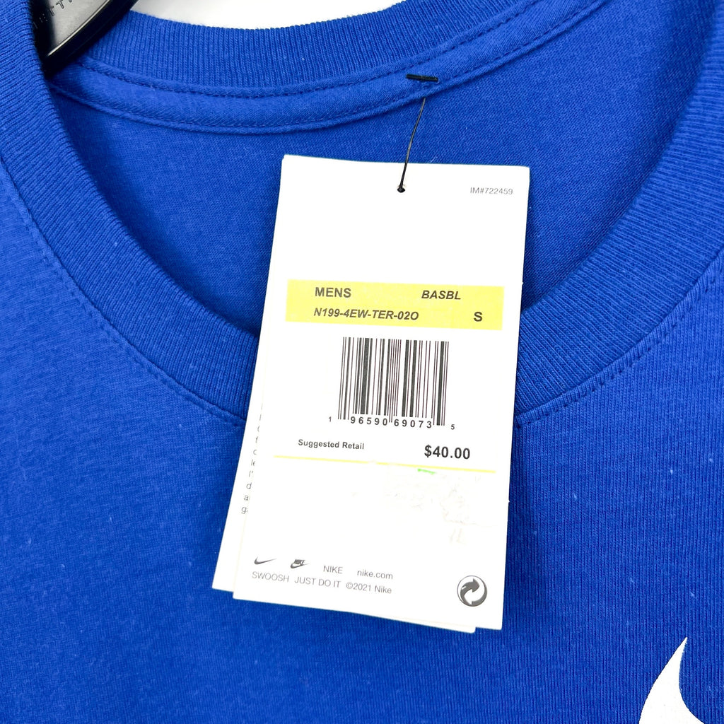 NIKE Mens Texas Rangers Logo Short Sleeve T-Shirt US Small Blue Crewneck NWT