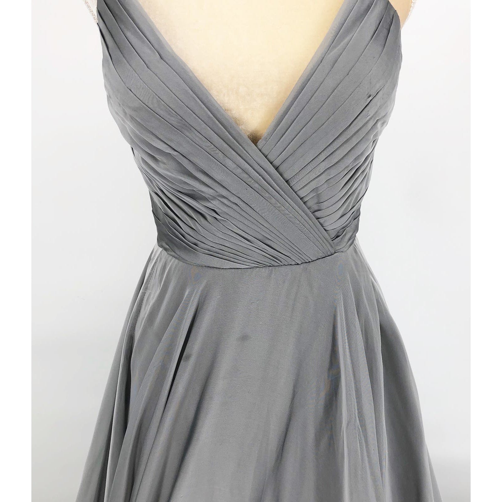 La Femme Womens Chiffon A Line Prom Dress 2 Silver Pleated Formal NWT FLAWS