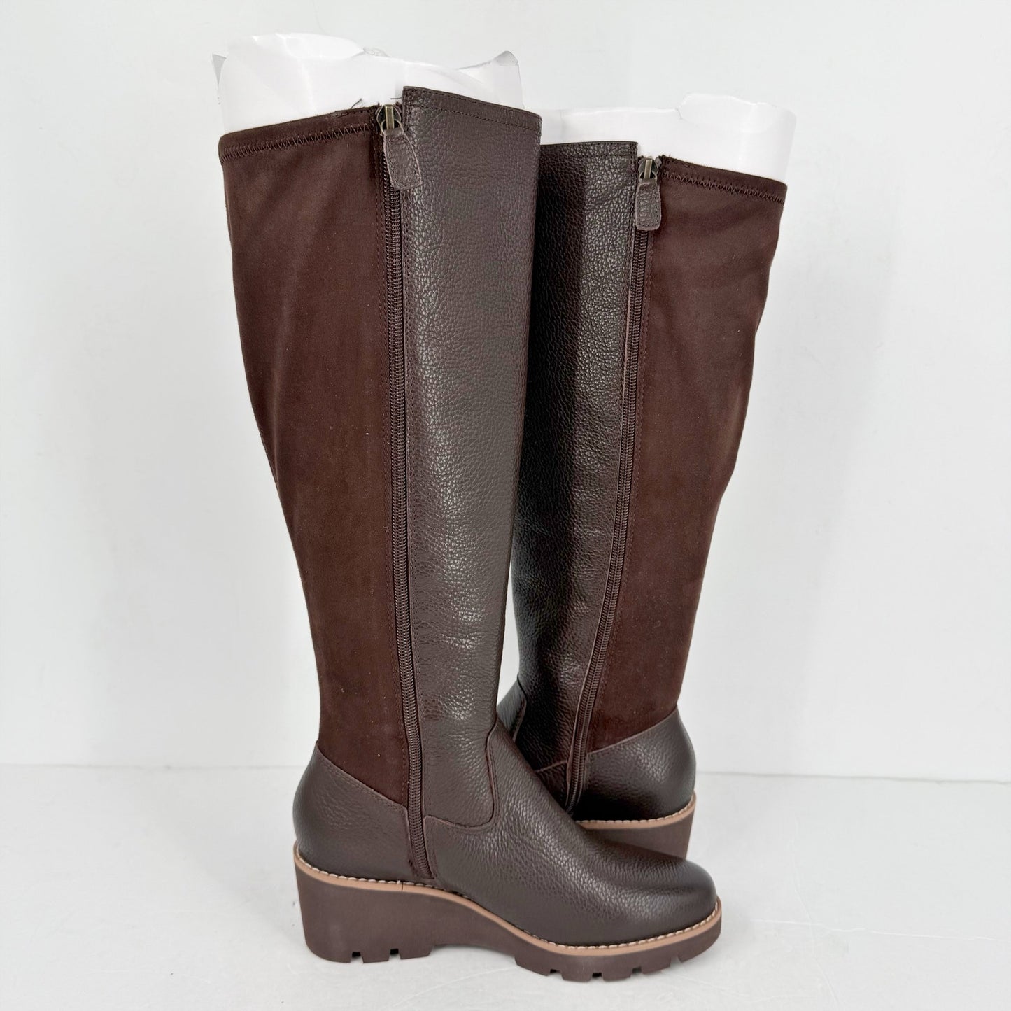 VIONIC Womens Ashland High Shaft Boots US 6M EU 36 Wide Calf Brown Leather NIB