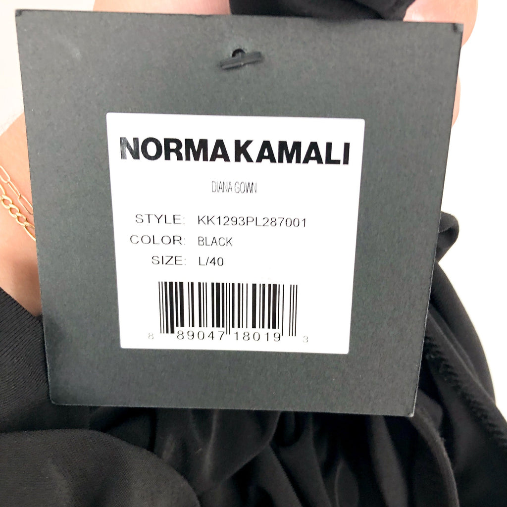NORMA KAMALI Women's One Shoulder Diana Gown Large Black Asymmetric NWT