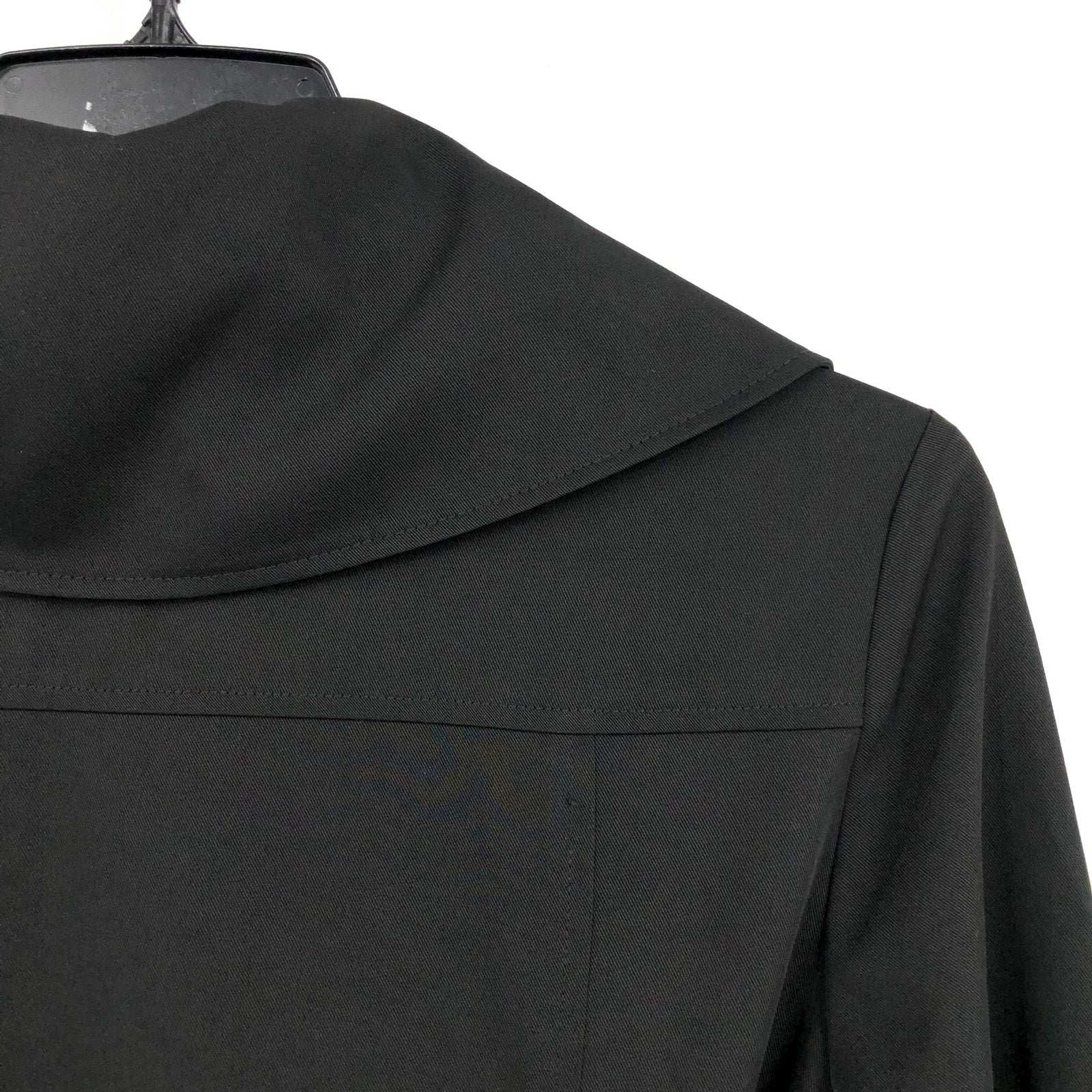 AVEC LES FILLES Womens Drape-Front Trench Coat Medium Black Belted Stretch NWT