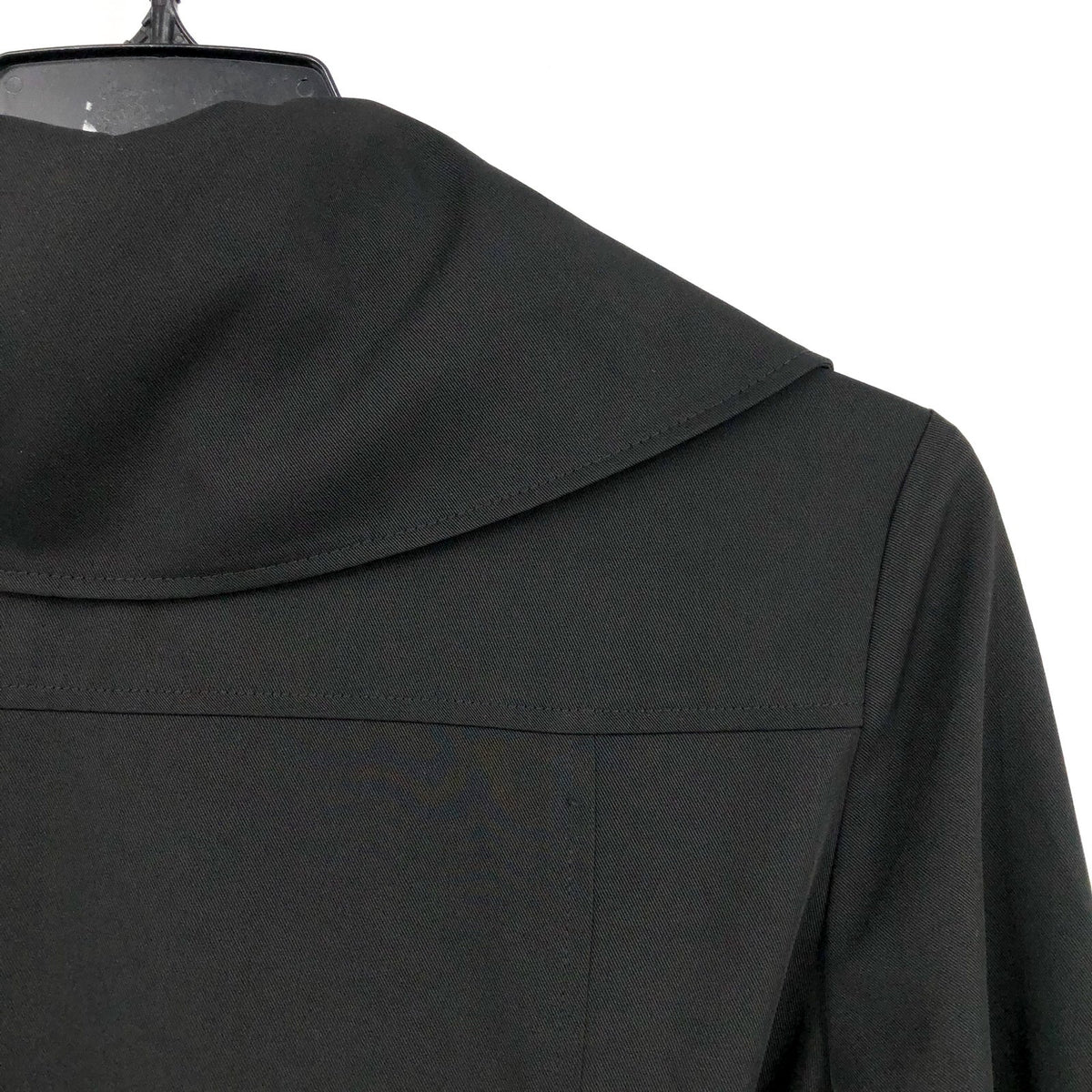 AVEC LES FILLES Womens Drape-Front Trench Coat Medium Black Belted Stretch NWT