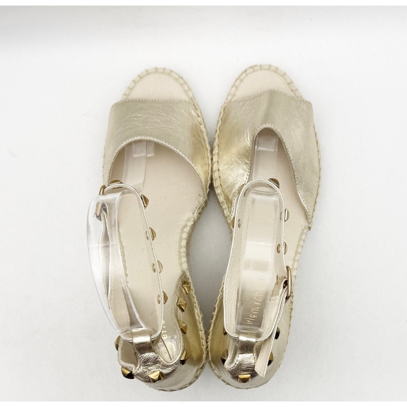 Eric Michael Women's Val Wedge Sandals EU 40 US 9 Gold Leather Metallic NWOB