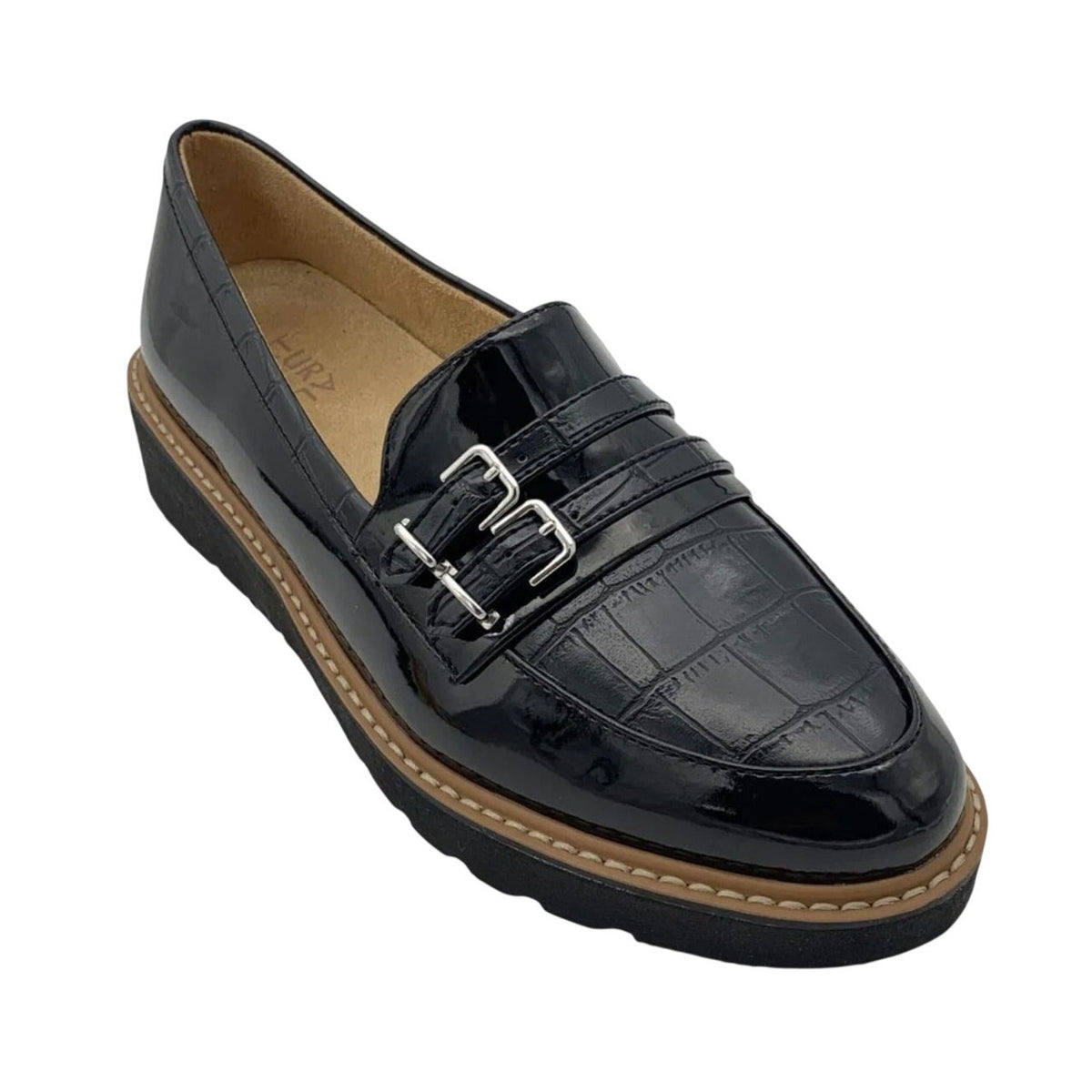 Naturalizer Womens Eiffel Loafers Size 8.5 38.5 Black Vegan Patent Leather NIB
