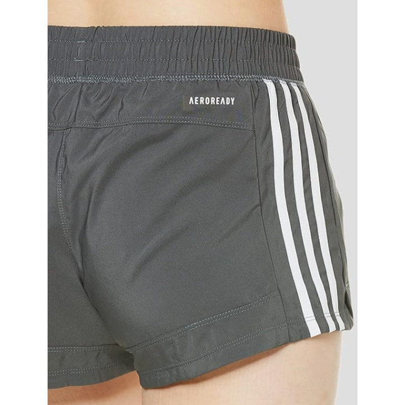 ADIDAS Women's Pacer 3-Stripes Athletic Shorts Large Grey White NWT