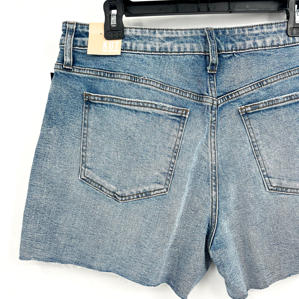 KUT FROM THE KLOTH Taylor Jean Shorts Size 14 Freedom Blue Raw Hem NWT
